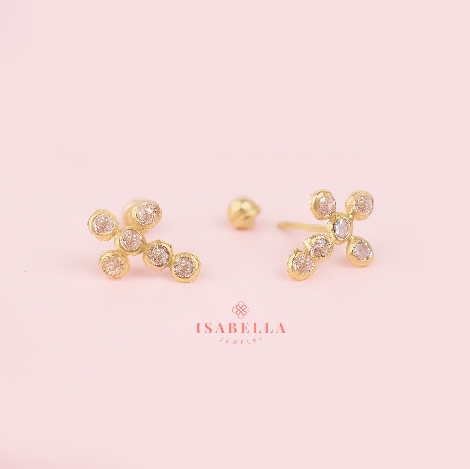 Aretes Cruz circonias (5mm)